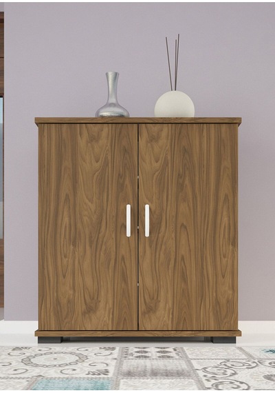 Modilayn 70 X 76 X 32 Cm 3 Raflı 2 Kapalı Ayakkabı Dolabı Kiler Dolabı Ceviz