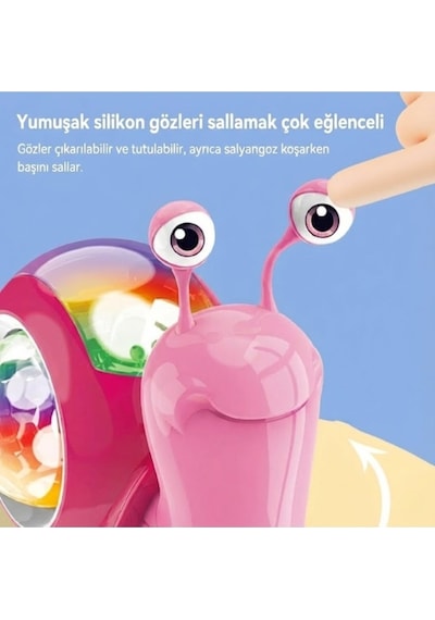 Hareketli Işıklı Müzikli Salyangoz Oyuncak - Bebek Emekleme Yardımcısı Eğitici Yürüyen Salyangoz Hayvanlar