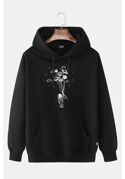 Unisex Siyah White-black Önü Uçurtma Balon Baskılı Kapşonlu Sweatshirt White-black Unisex Siyah White-black Önü Uçurtma Balon Baskılı Kapşonlu Sweatshirt White-black