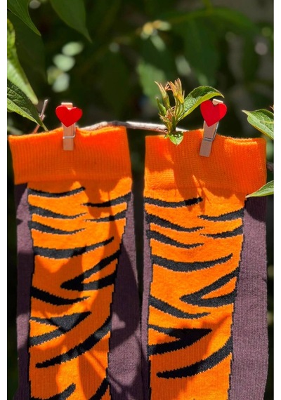 Lousocks Unisex Kaplan Pençe Desenli Soket Çorap Kahverengi