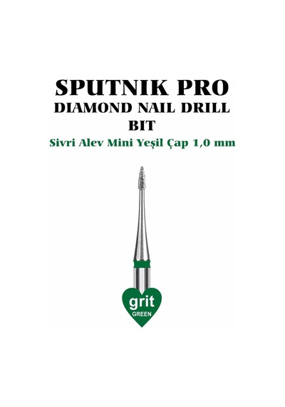 Elmas Sivri Alev Mini Freze Yeşil Çap 1,0mm