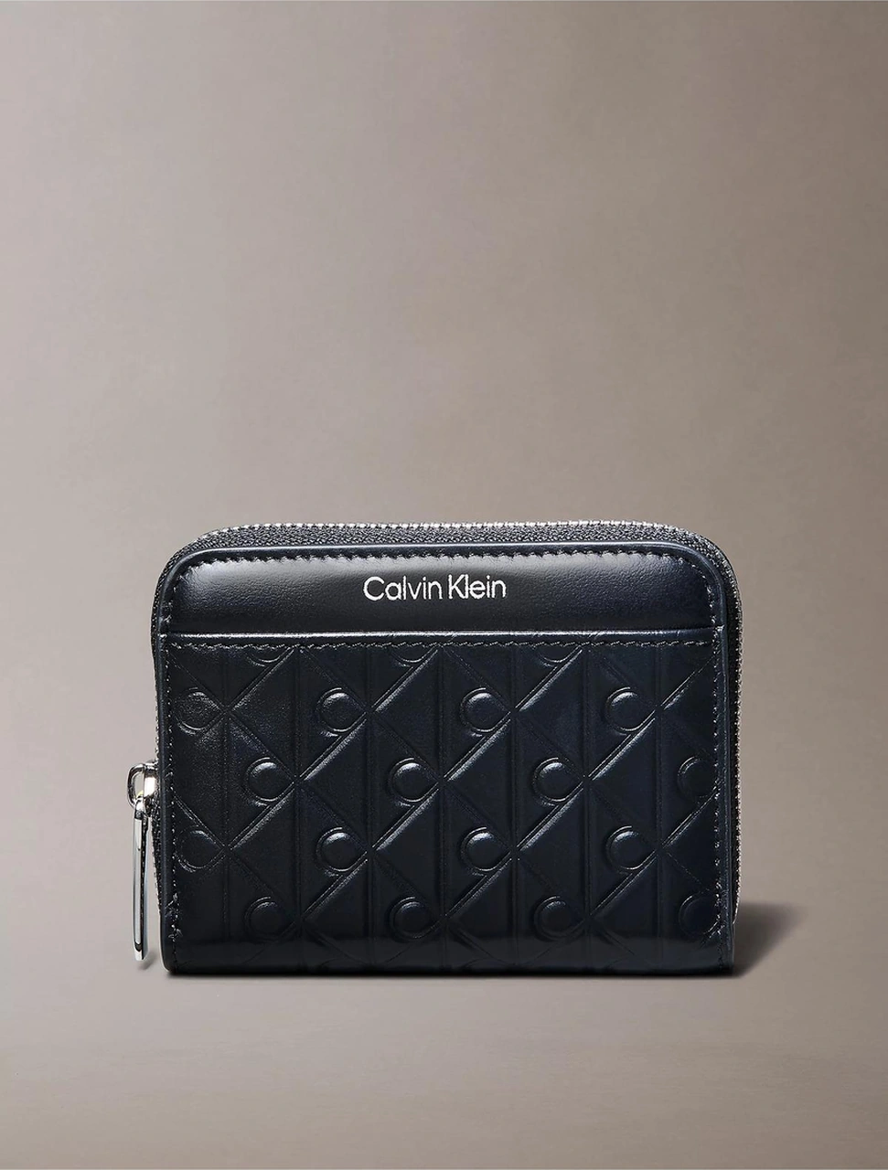 Calvin Klein Kadın Fermuar Kapama Deri Ck Desen İç Bölme Siyah Cüzdan Lv04f1081g-ub1-10902 Siyah