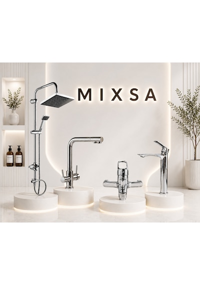 Premium Krom Robot Duş Seti 3 Yollu Arıtmalı Batarya Lüx Banyo Bataryası Çanak Lavabo Bataryası 4'lü Set