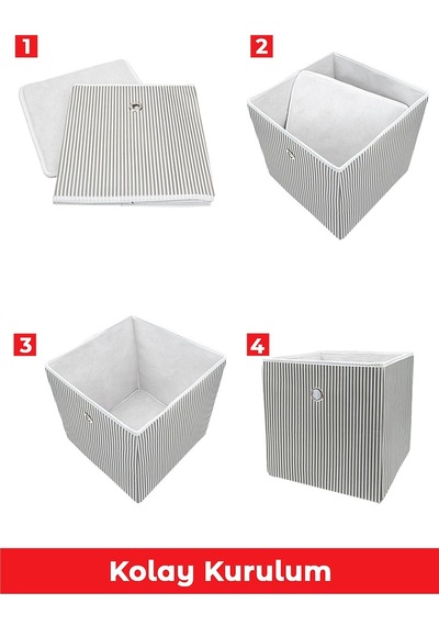 2 Adet Çok Amaçlı Raf Organizer Saklama Kutusu 30 X 30 X 3 Kumaş 30 X 30 Gri Tr Diğer