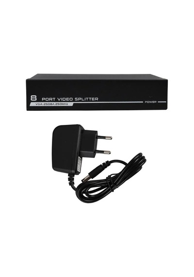 Powermaster Vga-2508a 250 Mhz 8 Port 1920x1440 Destekli Vga Video Splitter Dağıtıcı 9 V Adaptörlü