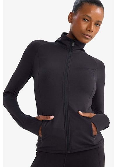 Defacto Fitted Ultra Soft Fermuarlı Hırka B3985AX25AU Siyah