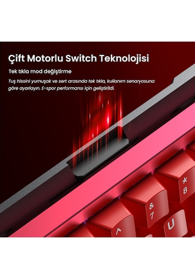 Aula Ag60 Pro Alüminyum Manyetik Klavye Hall Effect Aether Switch 8000hz Rgb Tkl Hot Swap Oyuncu Klavyesi Kırmızı