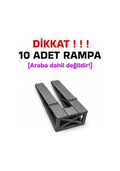 1:64 Ölçek Araba Rampası - Koyu Gri Antresit - Lastik İzli - 10 Adet