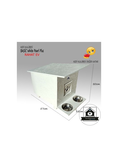 Kedigram Kedi Kulübesi Basic White Pearl Plus Kedi Evi Yağlı Boyalı