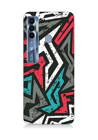 Tecno Spark 7 Pro Uyumlu Silikon Kılıf Grafiti Mozaik Desenler