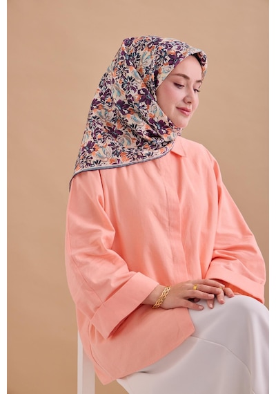 Silk Home Twill İpek Eşarp 11477-05 Ekru, Koyu Mor, Petrol Yeşili, Vizon