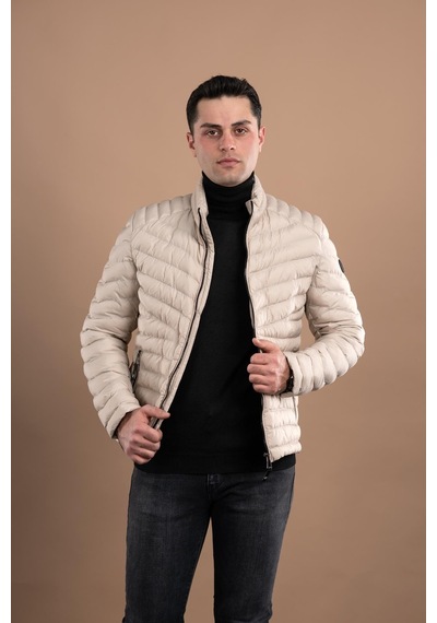 Slimfit Dik Yaka Fermuarlı Erkek Puffer Mont 001