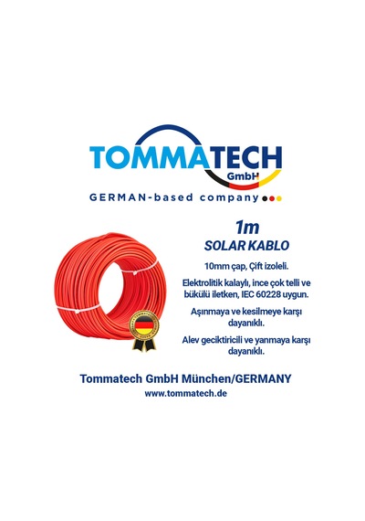 10mm Solar Güneş Paneli Kablosu Kırmızı 1m