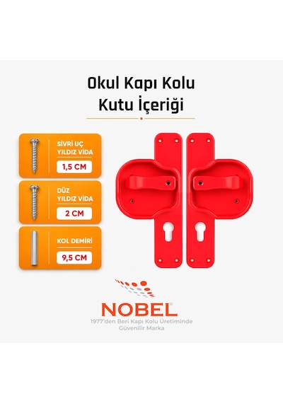 Okul Kapı Kolu Kreş, Anaokulu Ve Sınıf Kapıları İçin Çocuk Korumalı Emniyetli Dayanıklı Plastik Kapı Kolu - Kırmızı Beyaz