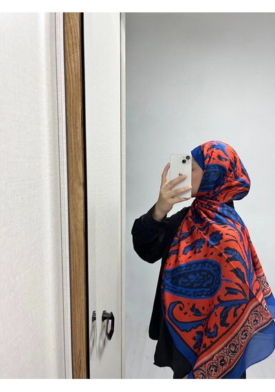 Modakaşmir Aminenesil Etnik Desen Turuncu Renk Soft Pamuk Şal Açık turuncu