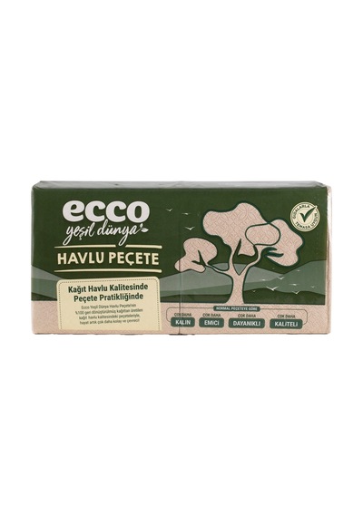 Ecco Peçete 30x30cm 150 Adet Kahverengi Geri Dönüşümlü Havlu Peçete 2'li Ekonomik Paket - 2 Ade Tarı