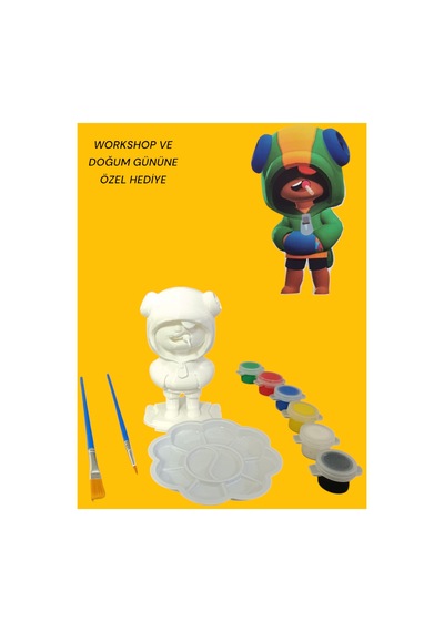 3d Leon Figür Boyama Seti - Kendin Boya Hobi Ve Etkinlik Seti - Akrilik Boya + 2 Fırça