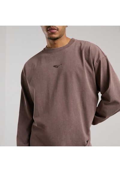 Everlast Bronx 1910 Yıkamalı Kahverengi Erkek Uzun Kollu T-shirt Tm0033