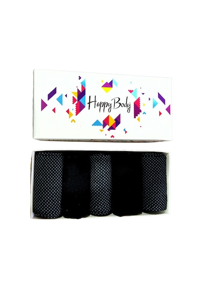 Happy Body (Art...: 13371-2) Erkek Penye Pamuklu 5 Çift Kutulu Siyah - Siyah