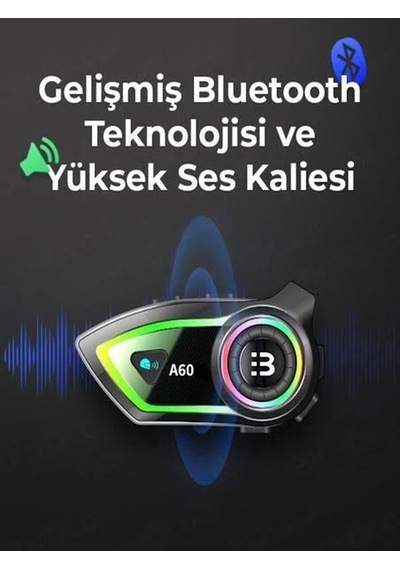 Deanb A60 Ip67 Su Geçirmez Rgb Işıklı Kablosuz Motosiklet Kulaklığı