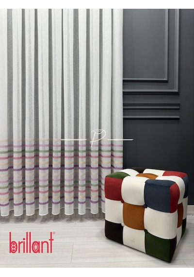 Tül Perde Çocuk Odası Tül Perdesi Colorful Gökkuşağı Desen Çok Renkli
