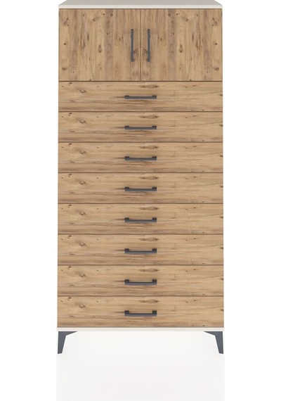 Arges Dolap Tek Raflı 8 Çekmeceli 2 Kapaklı 88x30x182 Aytaşı-çam Aytaşı