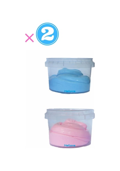 Ele Yapışmayan Pembe-mavi Slime 2 Li Pofuduk Slaym Oyun Hamuru