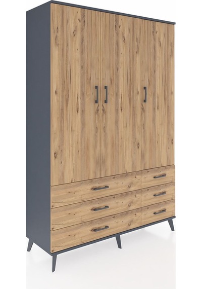 Hyperion Dolap 5 Raflı 6 Çekmeceli Tek Askılı 132x44x195 Antrasit-çam/çam Atlas Çam/atlas Çam Hyperion Dolap 5 Raflı 6 Çekmeceli Tek Askılı 132x44x195 Antrasit-çam/çam Atlas Çam/atlas Çam