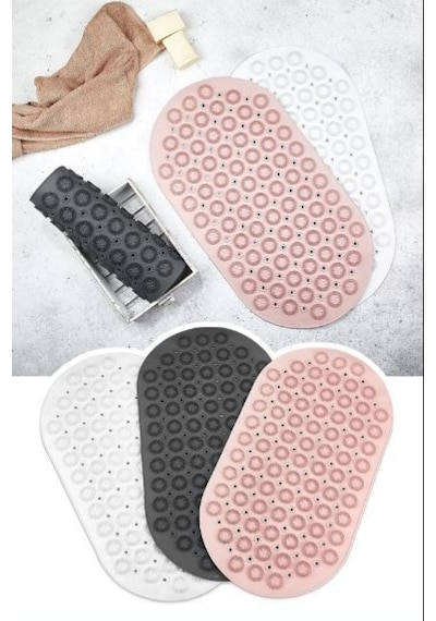 T.Concept Masajlı Vantuzlu Banyo & Duş Kaydırmazı Paspası Pembe-Siyah-Beyaz