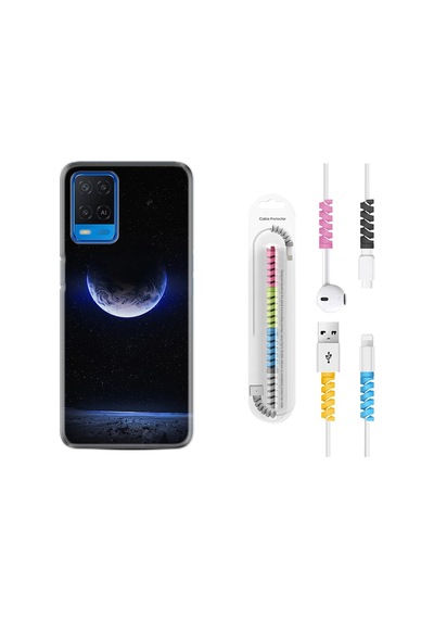Oppo A54 Kılıf Kablo Koruyuculu Midnight Moon 1802