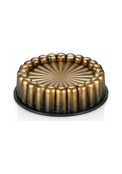 Oms Collection - Biogranit Döküm 26 Cm Chese Cake Tart Kek Kalıbı 3296 - Siyah Gold Altın - Siyah