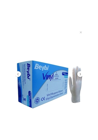 Beybi Vinil Pudrasız Muayene Eldiveni 100lü Paket S