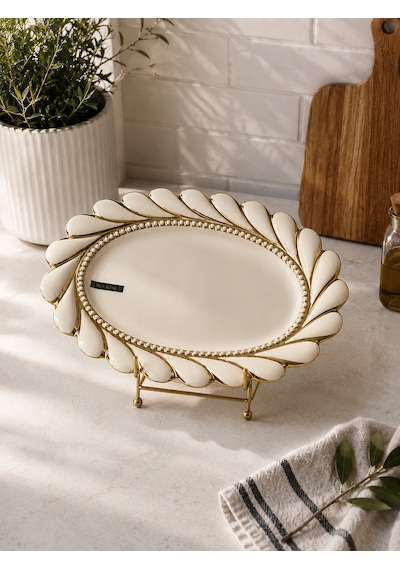 Royking Oval Sunum Tabağı - Gold-7237 Çok Renkli