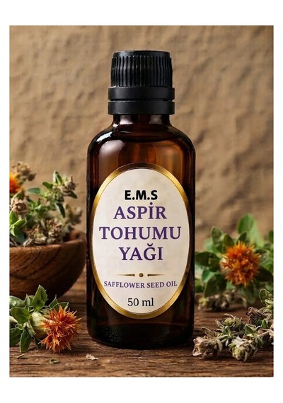 50 Ml Aspir Tohumu Yağı Safflower Seed Oil %100 Saf Soğuk Pres.