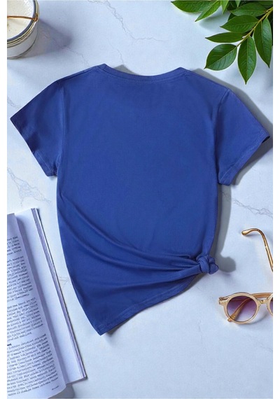 Uyguntarz Unisex Calıfornıa Baskılı Tasarım Tshirt Mavi