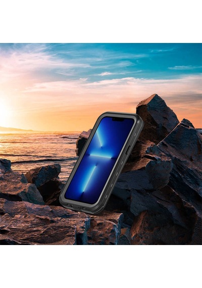 Apple Uyumlu iPhone 13 Pro Kılıf 1-1 Su Geçirmez Kılıf Siyah