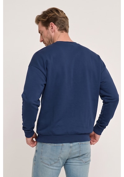AC&Co / Altınyıldız Classics Erkek Lacı Oversize Fit Bol Kesim Pamuklu İçi Polarlı Bisiklet Yaka  Sweatshirt Lacivert