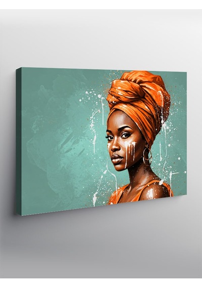 Kanvas Tablo Turuncu Afrikalı Kadın