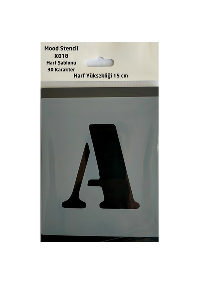 Stencil Harf Boyama Şablonu X018 Harf Yüksekliği 15 Cm