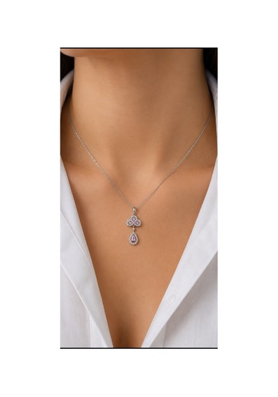 Miore Pembe Zirkon Taşlı Damla Ve Çiçek Figürlü Kadın Kolye Pembe - 899638125 Pembe