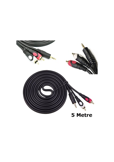 5M Stereo To 2 Rca Ses Video Sinyal Kablosu - 3.5Mm Stereo