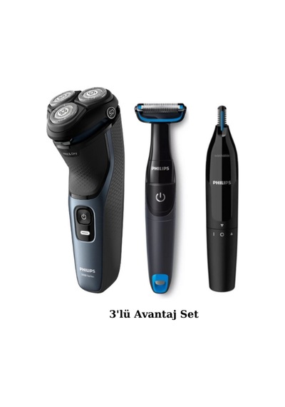 Philips S3144/00 Islak - Kuru Sinek Kaydı Tıraş Makinesi Seti 3'lü
