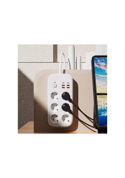 Mep Termal Akım Korumalı 6 Lü Priz 4x Usb 2x Type-c Çıkışlı Grup Priz Çoğaltıcı 3500w Siyah Najmaddin 0 - 2 M