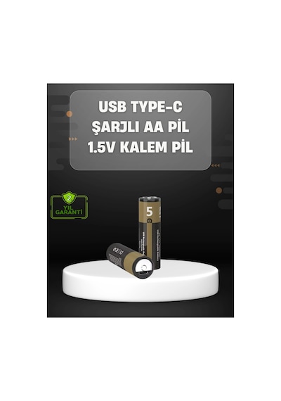 Usb Type-c Girişli Şarjlı Aa Lityum Pil 1.5v Sabit Çıkış 3200mwh 2'li Paket Çok Renkli