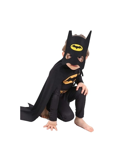 Sedirli Batman Çocuk Kostümü Maskeli - Pelerinli Maskeli Kostüm Çok Renkli