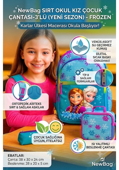 Newbag Frozen Sırt İlkokul Çantası-3'lü Set