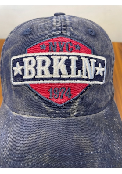 Hamze Vintage Yıkamalı Eskitme Model İthal Nakışlı Unisex Cap Şapka Lacivert