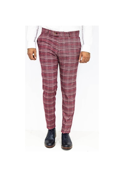 Wessi Ekose Desenli Slim Fit Bordo Erkek Pantolon Bordo