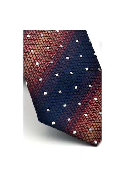 Gaffy Kahverengi Verev Desenli Lacivert Dokuma Kumaş Mendilli Slim Fit Kravat // Sdk-2505-2 Lacivert