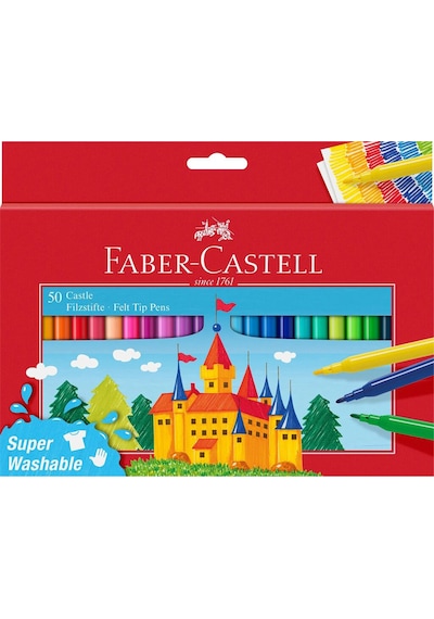 Faber-Castell Süper Yıkanabilir Keçeli Kalem 50'li,Canlı ve Kalıcı Renkler,Kolay Temizlenebilir,Ergonomik Tasarım